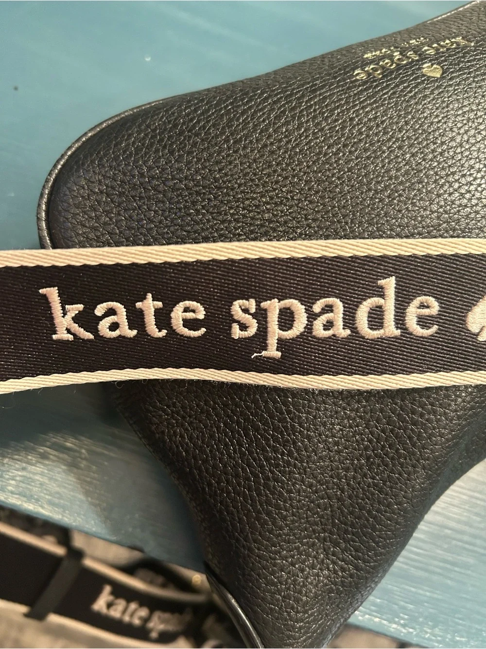 Kate Spade Rosie Black Pebbled Leather Crossbody Black/Cream Logo Strap - Picture 4 of 17